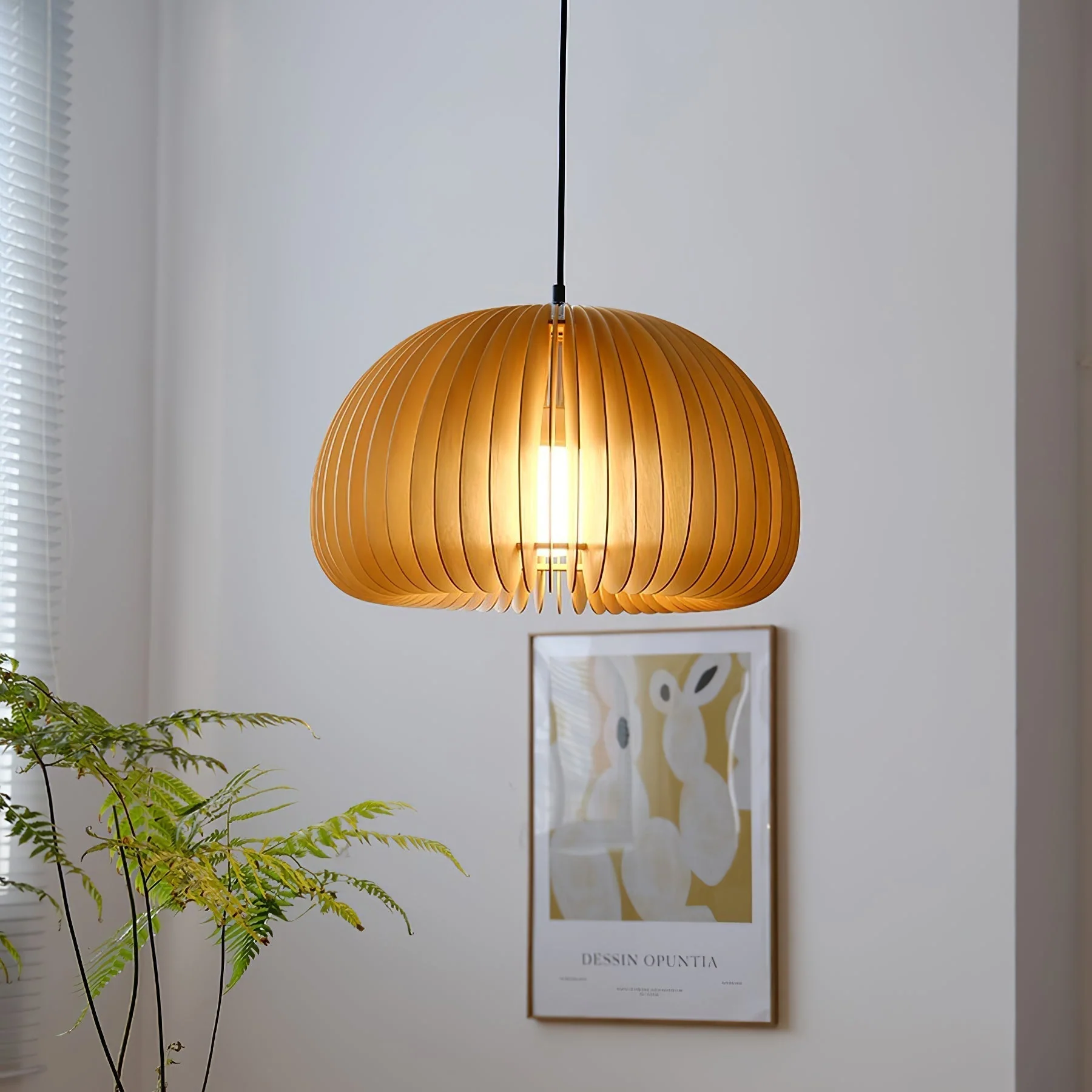 Solara Pendant Lamp Wood Pumpkin Dome Nordic - Image 12