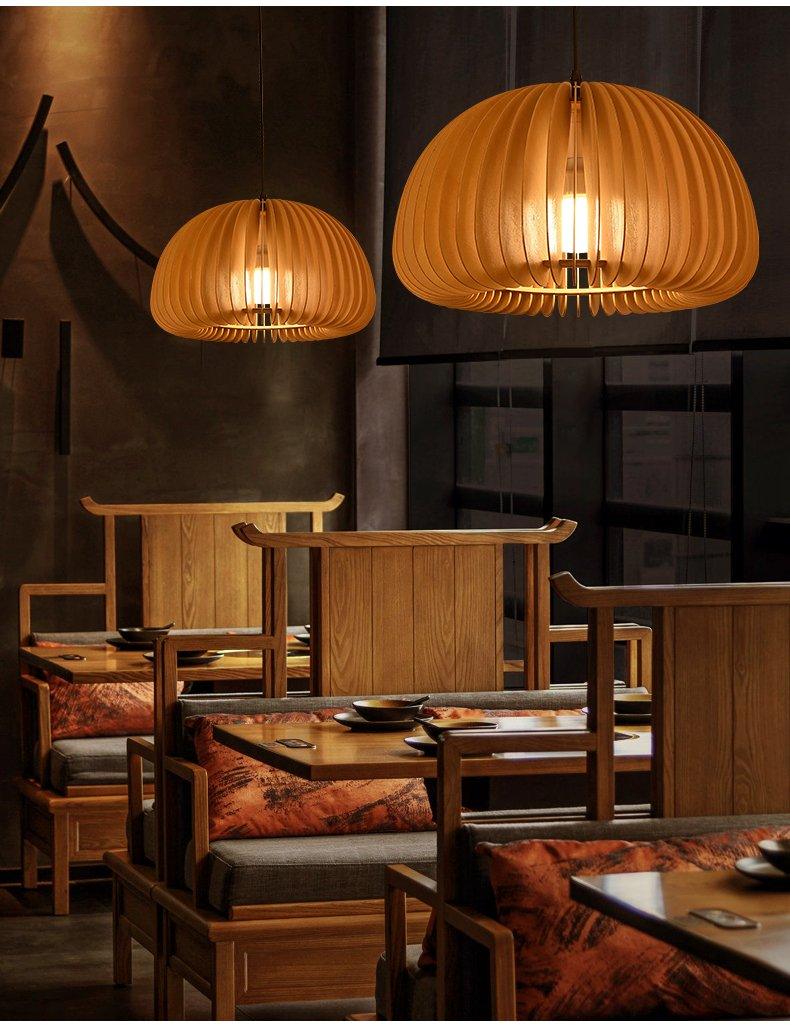 Solara Pendant Lamp Wood Pumpkin Dome Nordic - Image 13