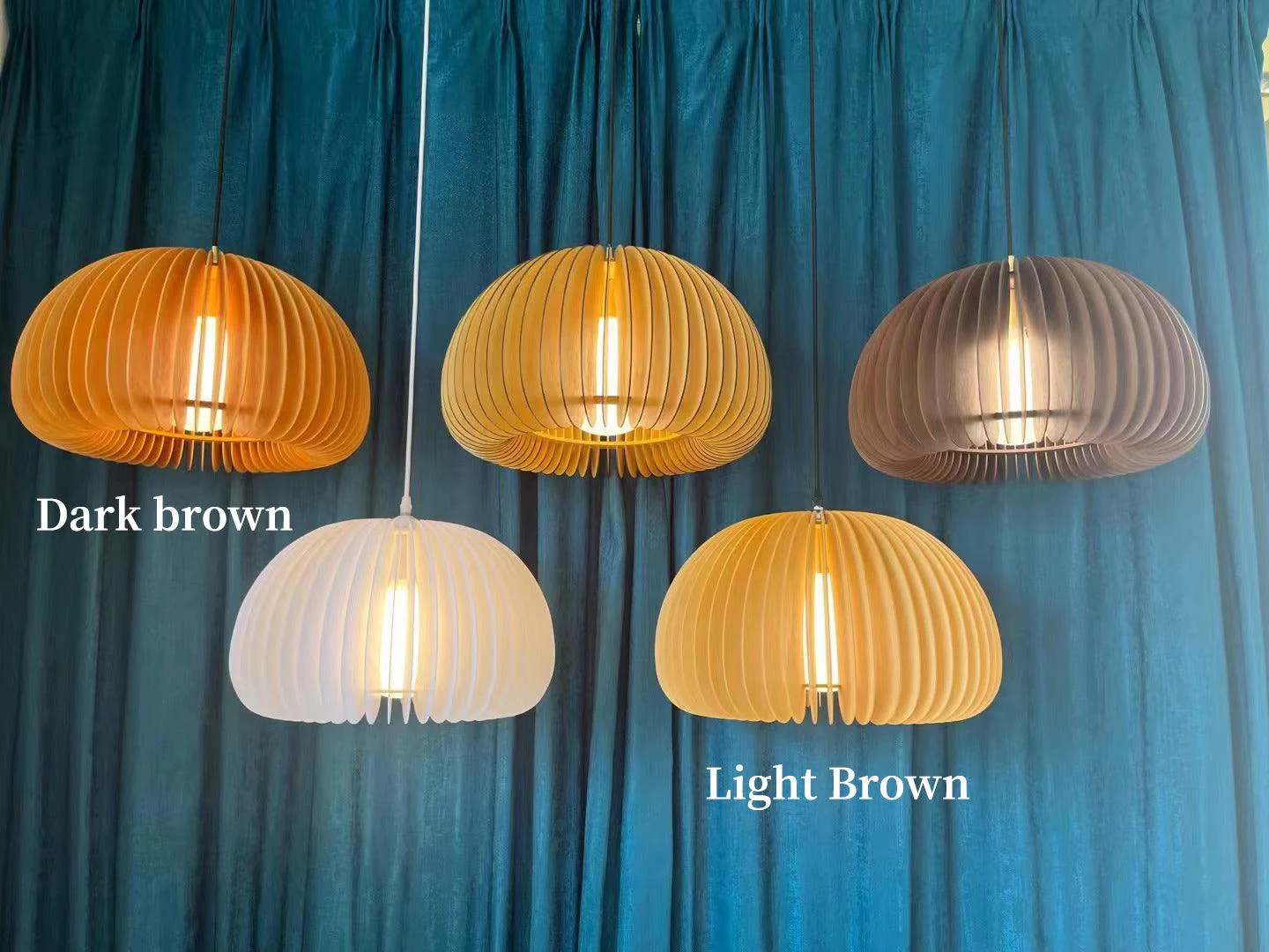Solara Pendant Lamp Wood Pumpkin Dome Nordic - Image 14
