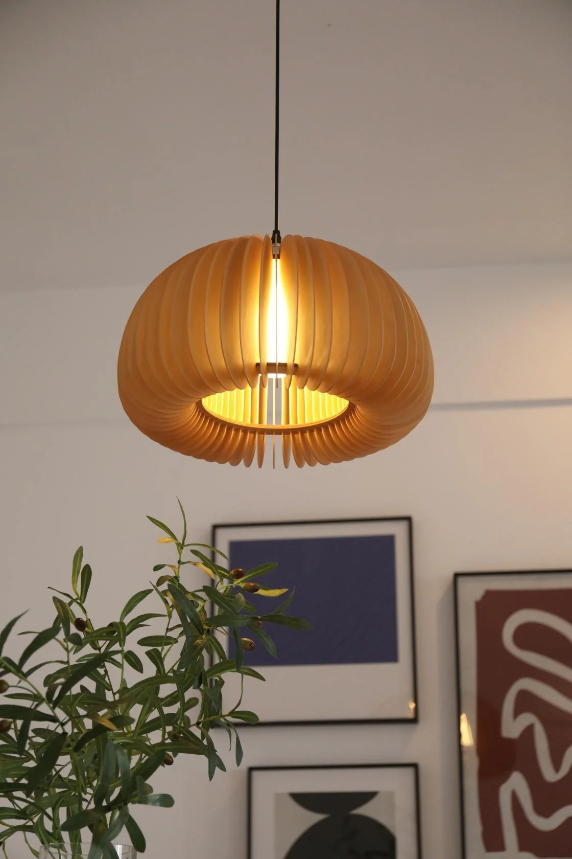 Solara Pendant Lamp Wood Pumpkin Dome Nordic - Image 15