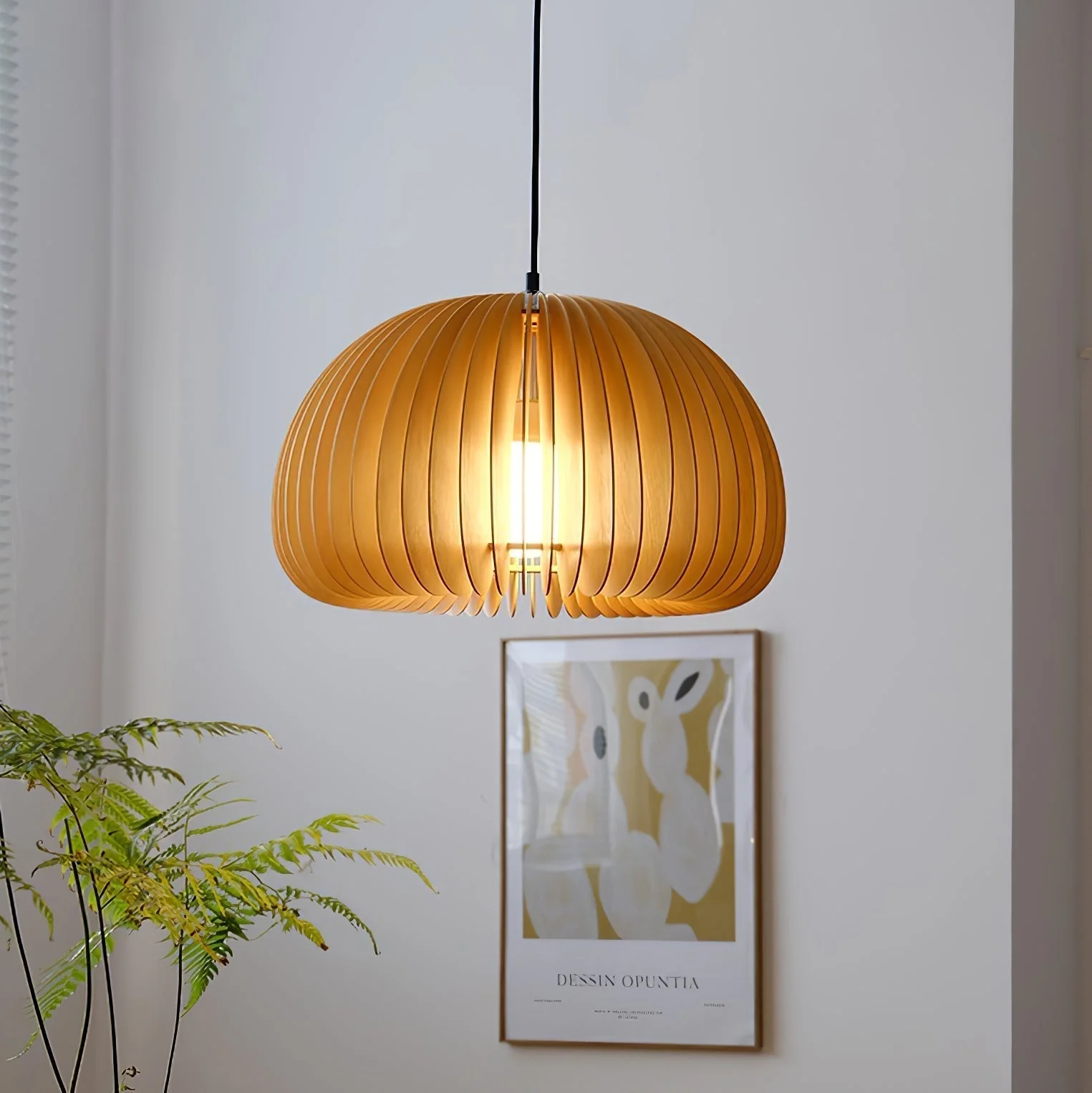 Solara Pendant Lamp Wood Pumpkin Dome Nordic - Image 16