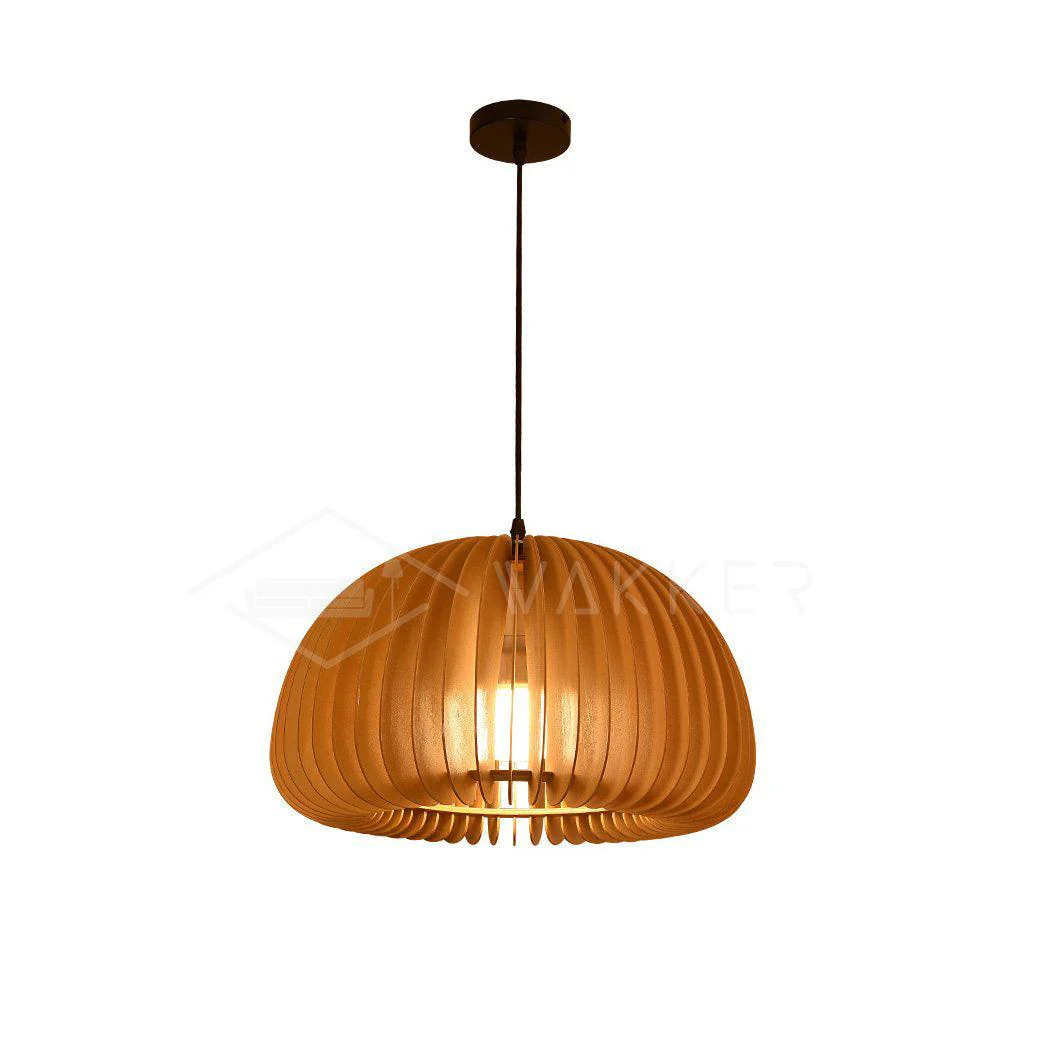 Solara Pendant Lamp Wood Pumpkin Dome Nordic - Image 17