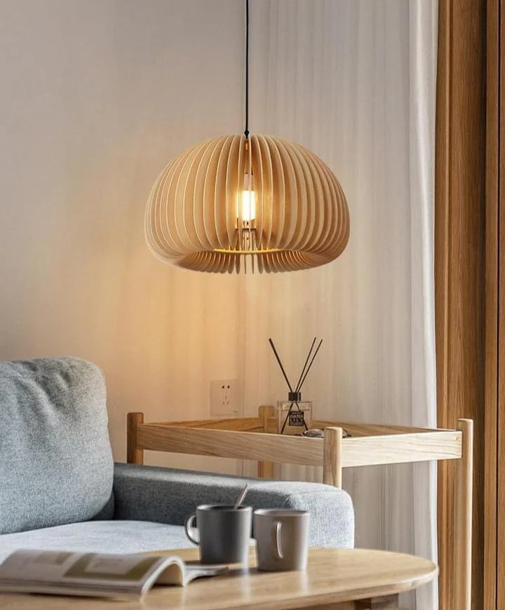 Solara Pendant Lamp Wood Pumpkin Dome Nordic - Image 18