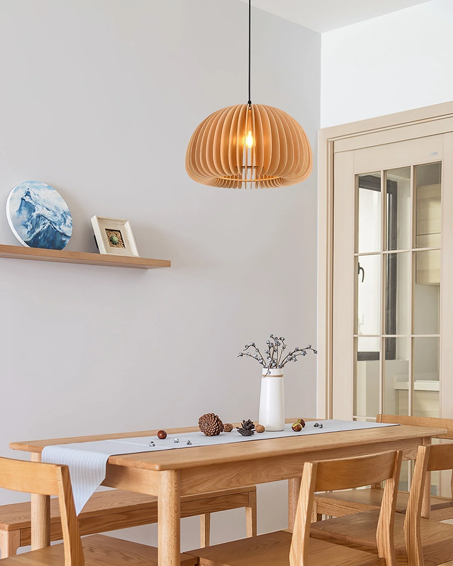 Solara Pendant Lamp Wood Pumpkin Dome Nordic - Image 26
