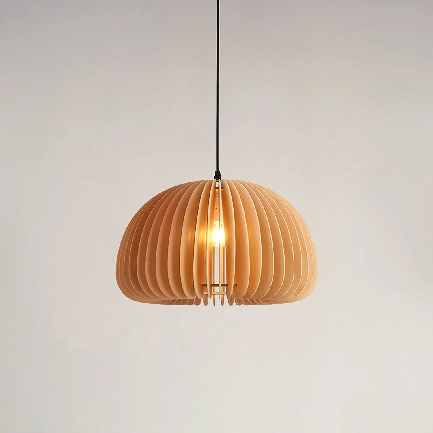 Solara Pendant Lamp Wood Pumpkin Dome Nordic - Image 27