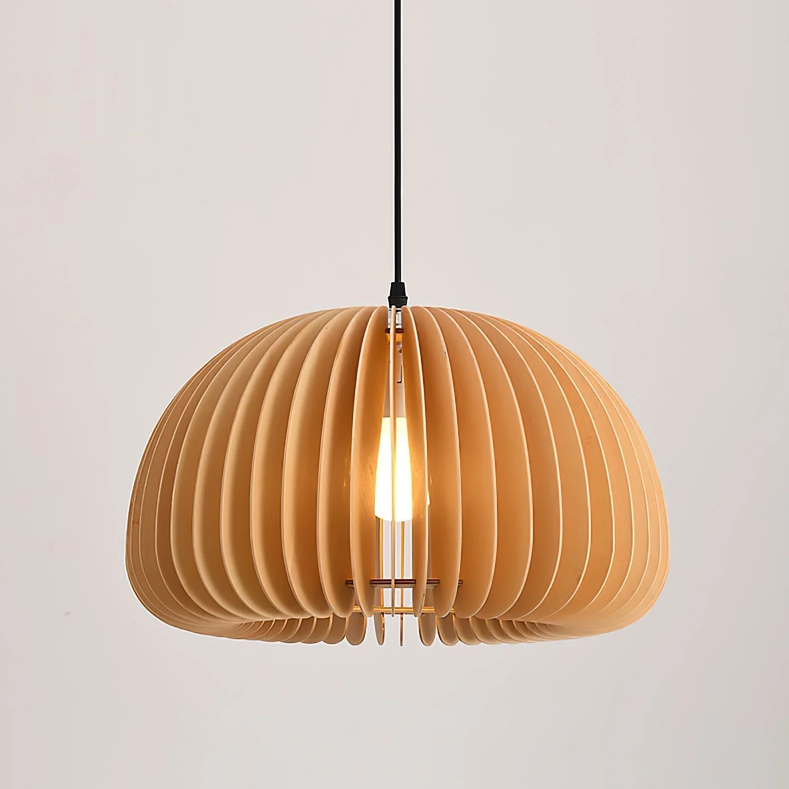 Solara Pendant Lamp Wood Pumpkin Dome Nordic - Image 29