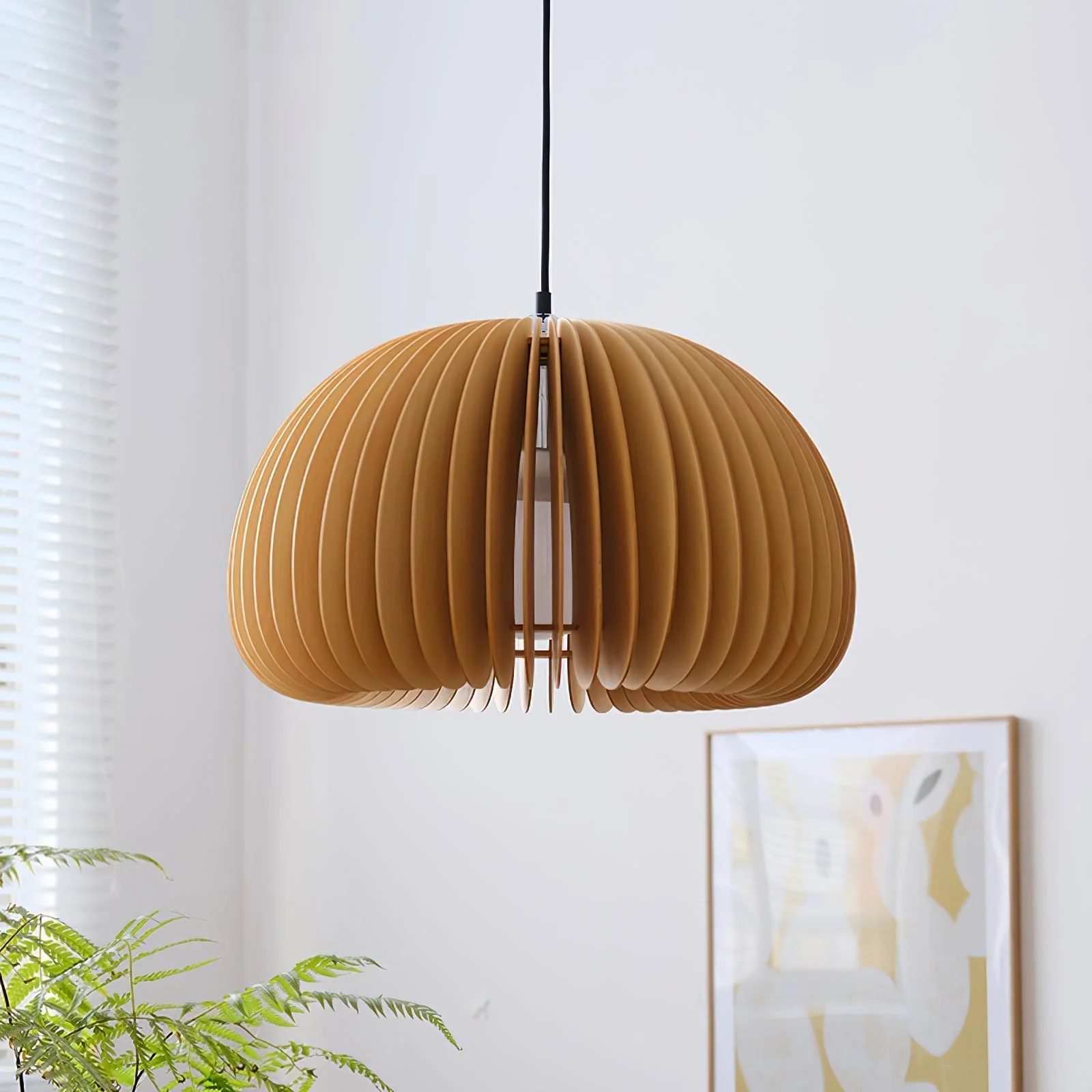 Solara Pendant Lamp Wood Pumpkin Dome Nordic - Image 32