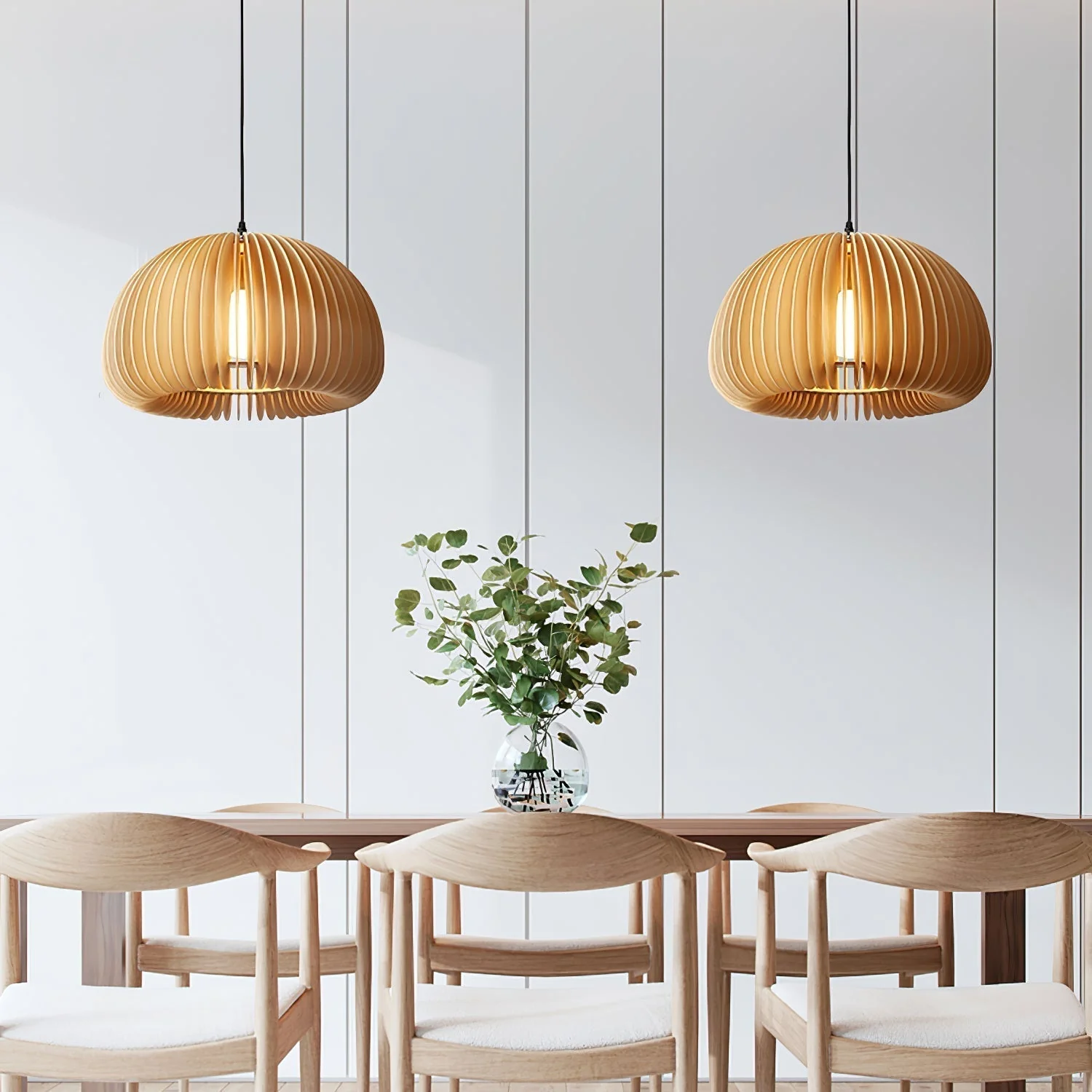 Solara Pendant Lamp Wood Pumpkin Dome Nordic - Image 33