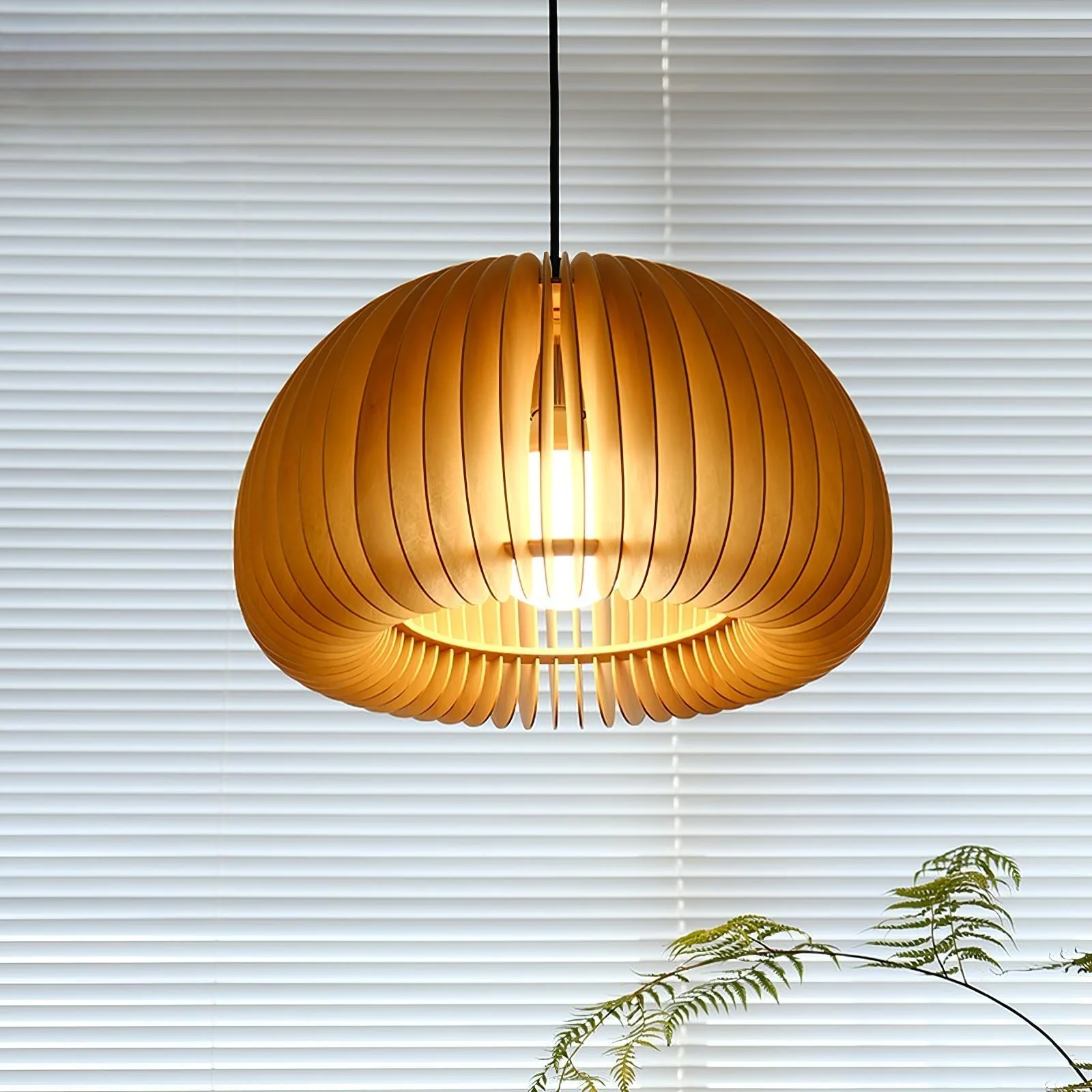 Solara Pendant Lamp Wood Pumpkin Dome Nordic - Image 34