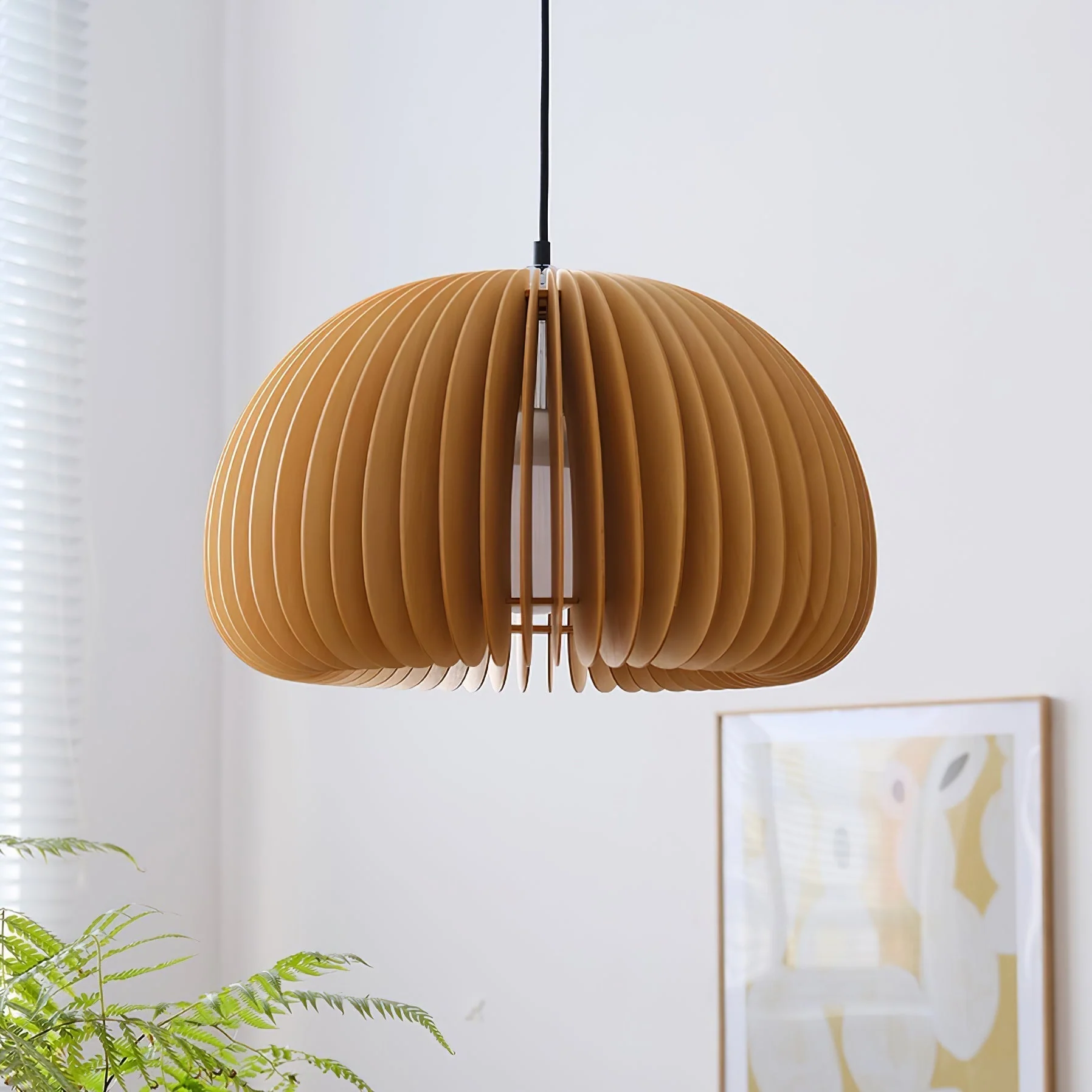 Solara Pendant Lamp Wood Pumpkin Dome Nordic - Image 36