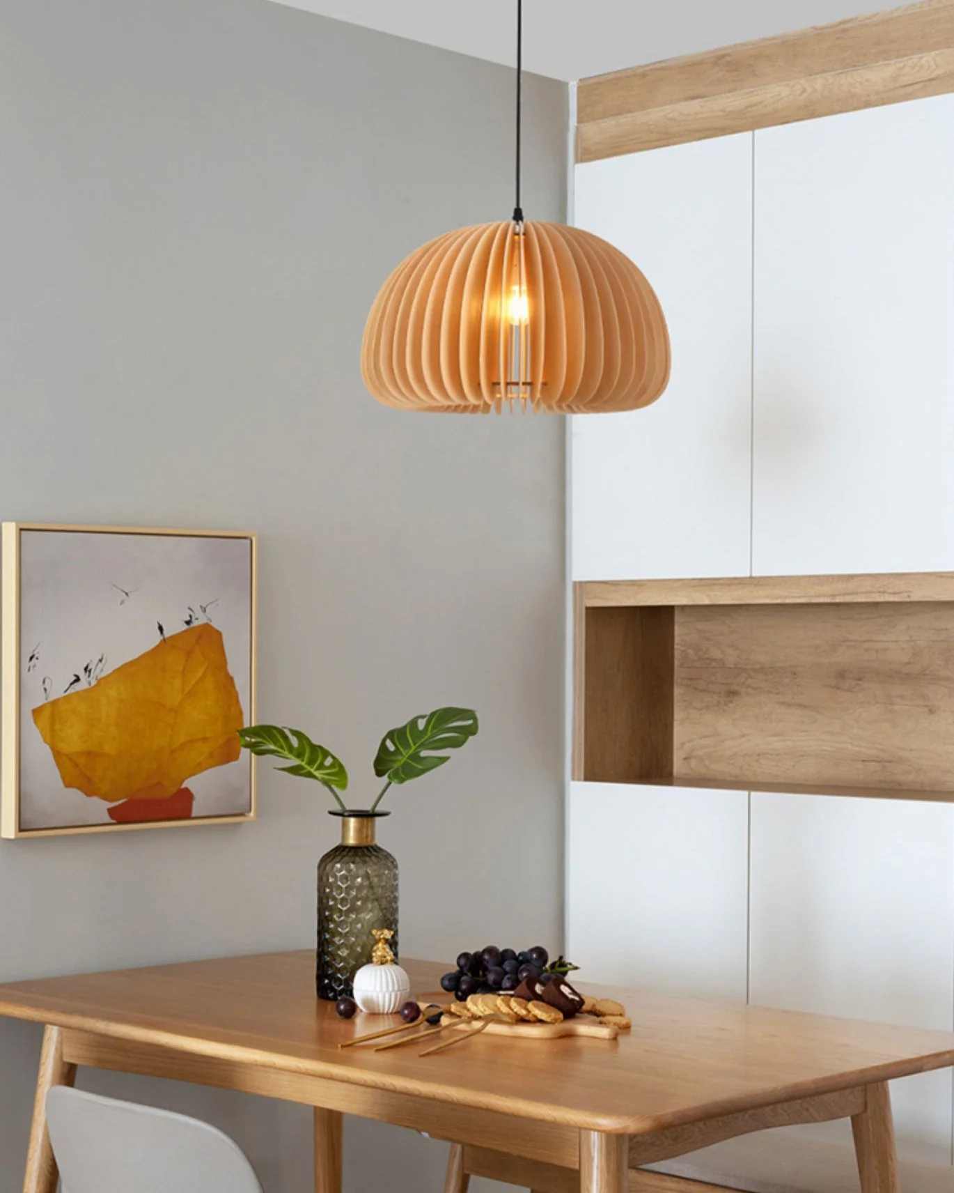 Solara Pendant Lamp Wood Pumpkin Dome Nordic - Image 37