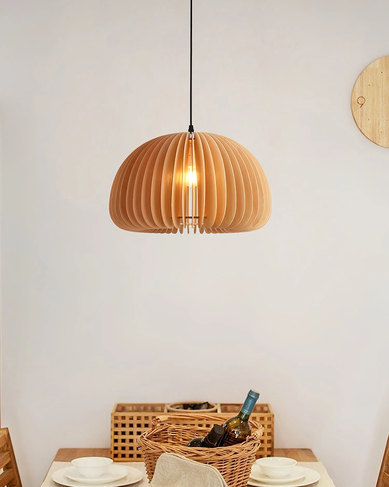Solara Pendant Lamp Wood Pumpkin Dome Nordic - Image 43