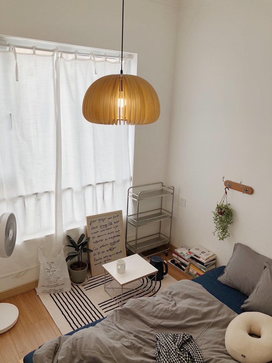 Solara Pendant Lamp Wood Pumpkin Dome Nordic - Image 5