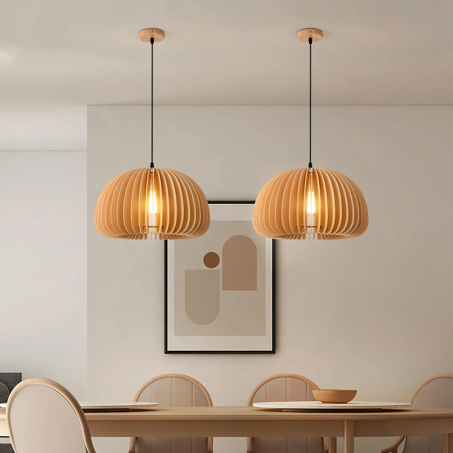 Solara Pendant Lamp Wood Pumpkin Dome Nordic - Image 51