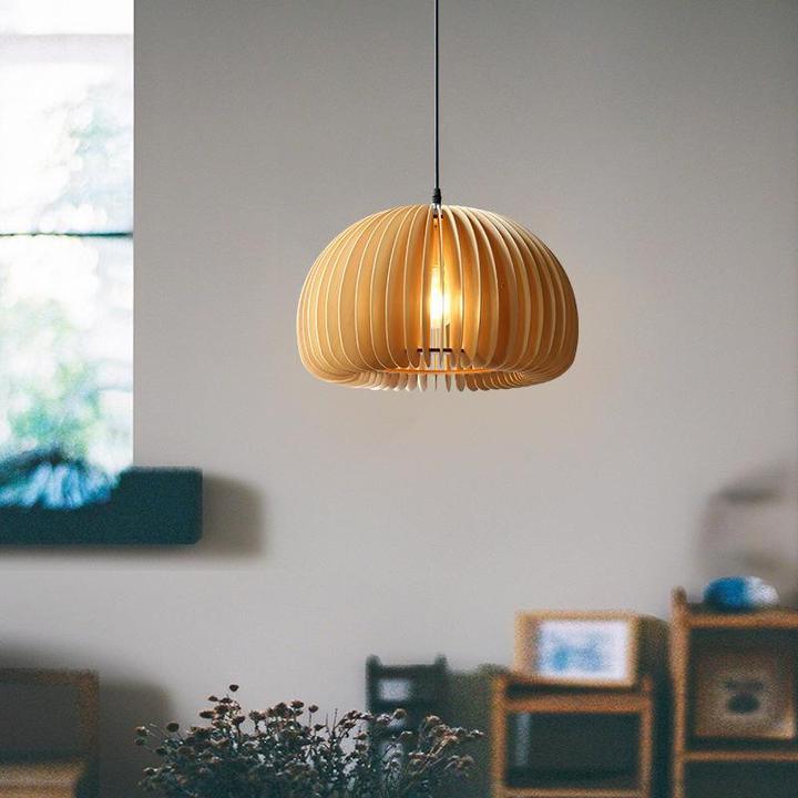 Solara Pendant Lamp Wood Pumpkin Dome Nordic - Image 52