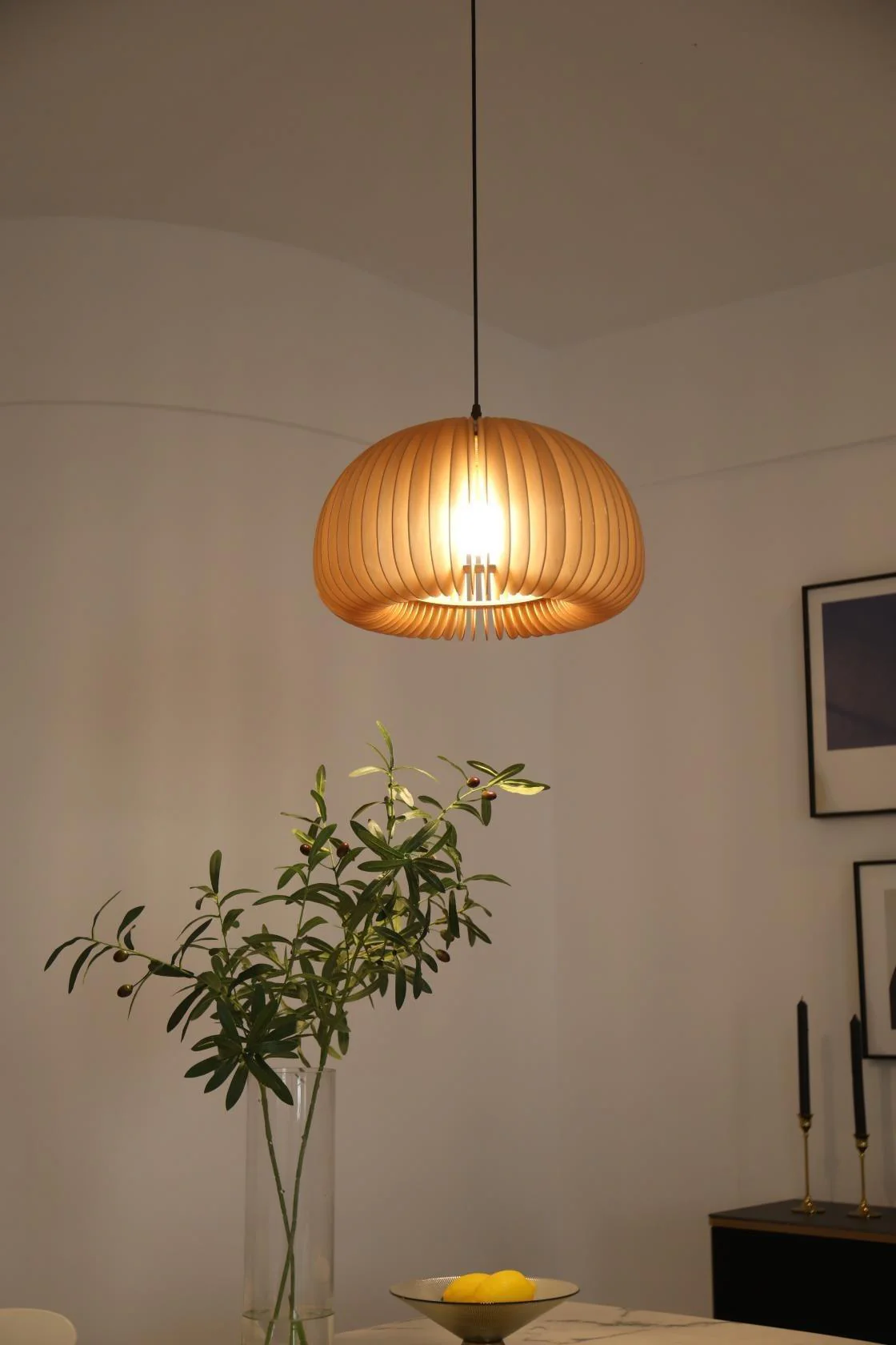 Solara Pendant Lamp Wood Pumpkin Dome Nordic - Image 55