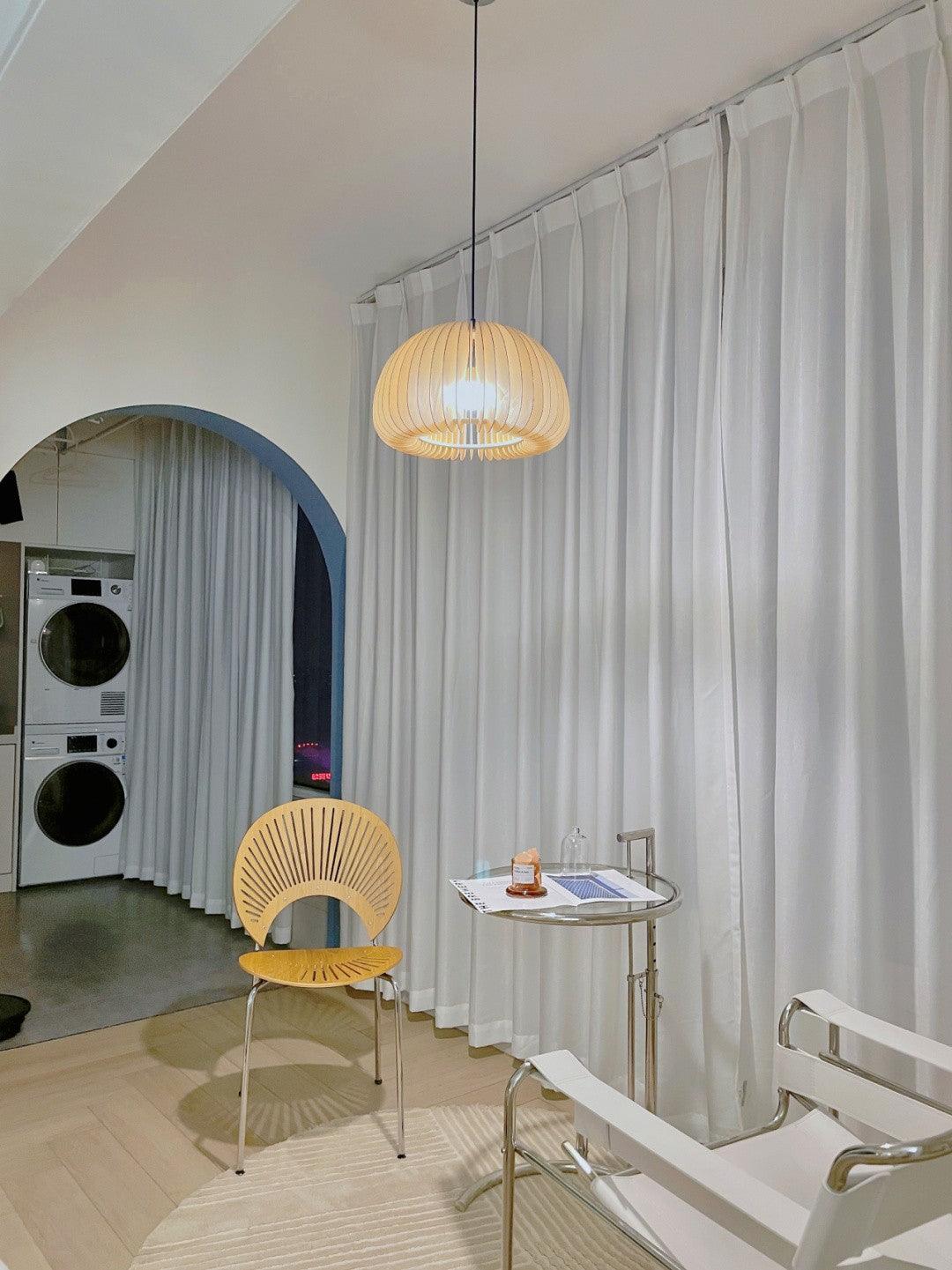 Solara Pendant Lamp Wood Pumpkin Dome Nordic - Image 7
