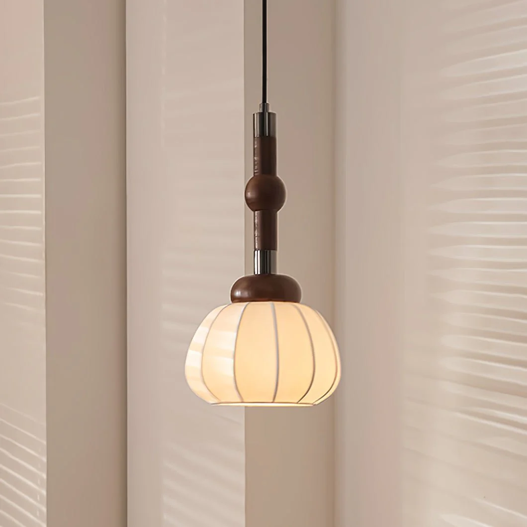 Solari Silk & Wood Scandinavian Pendant Lamp - Image 12