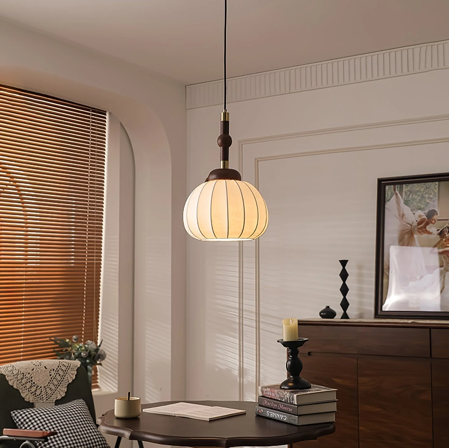 Solari Silk & Wood Scandinavian Pendant Lamp - Image 19