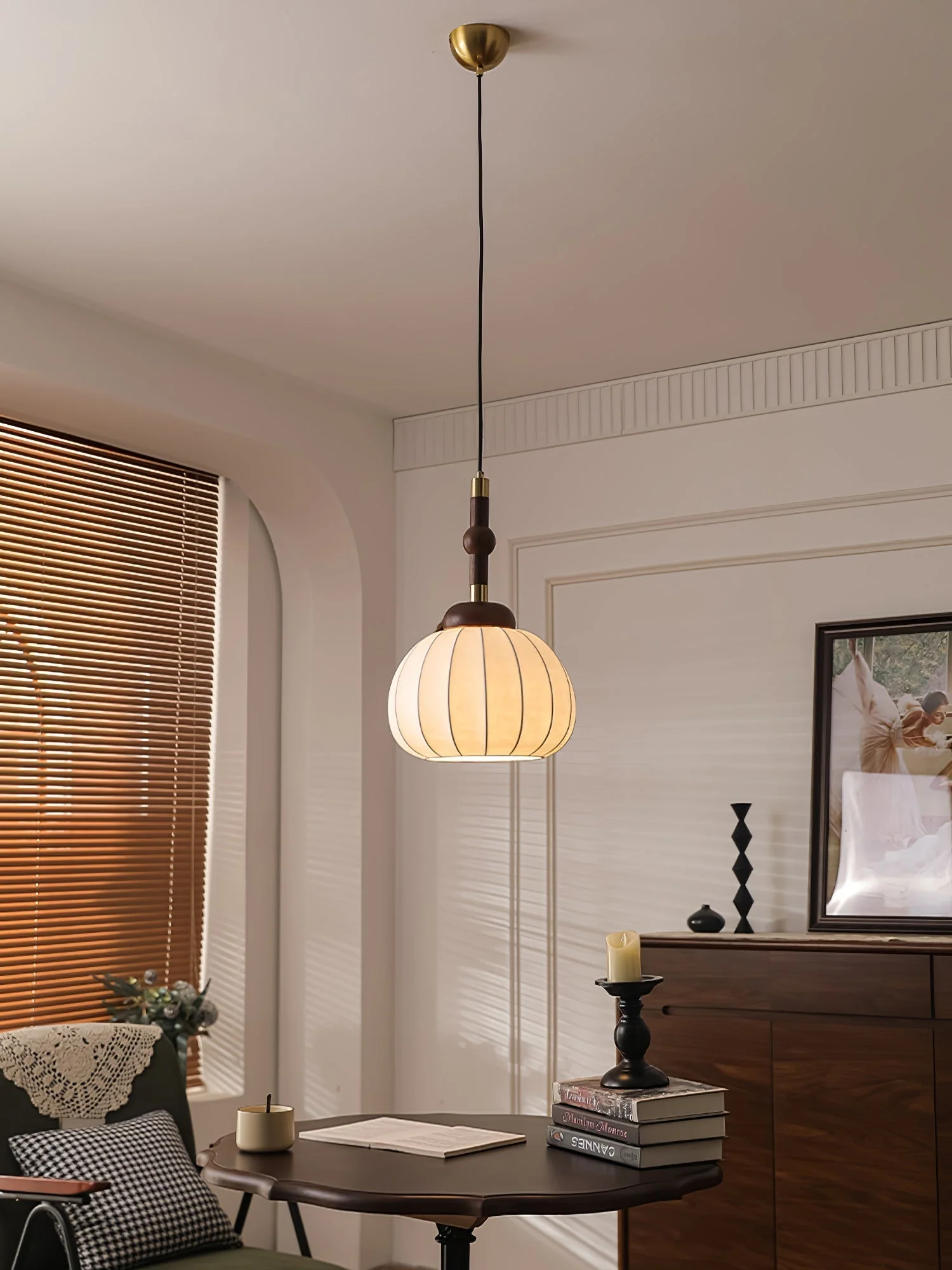 Solari Silk & Wood Scandinavian Pendant Lamp - Image 20