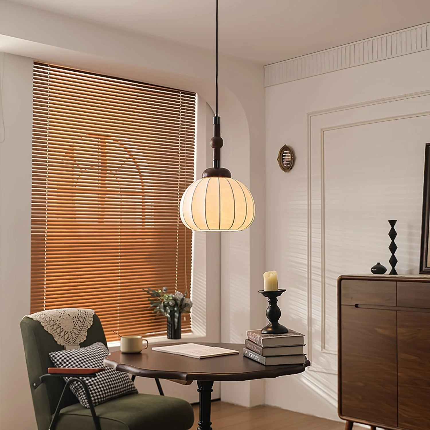 Solari Silk & Wood Scandinavian Pendant Lamp - Image 21