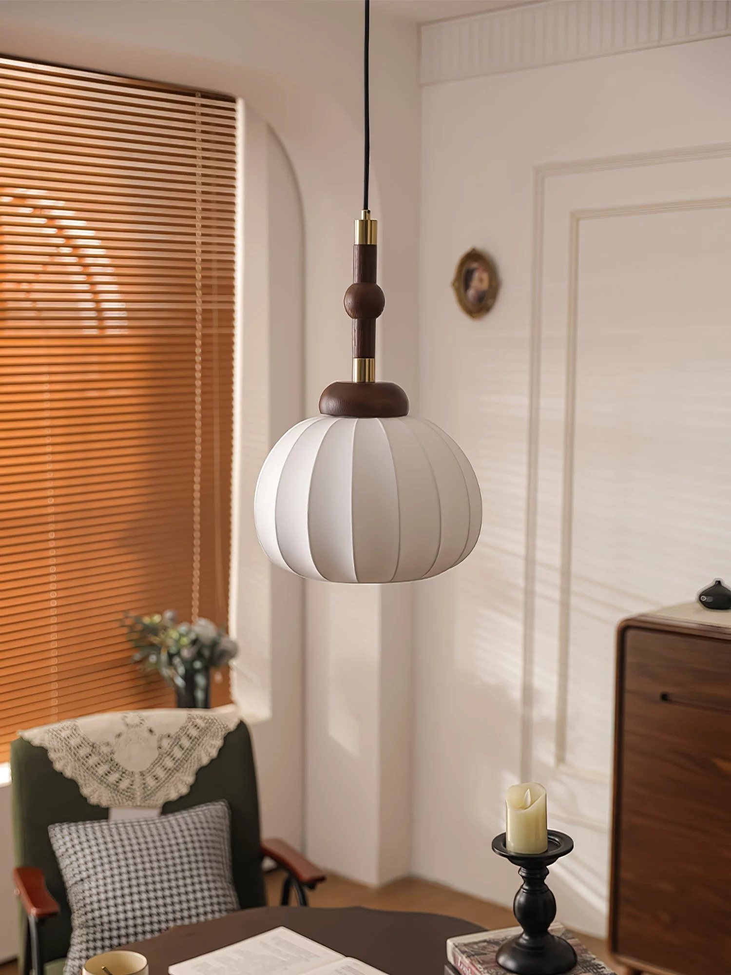 Solari Silk & Wood Scandinavian Pendant Lamp - Image 23