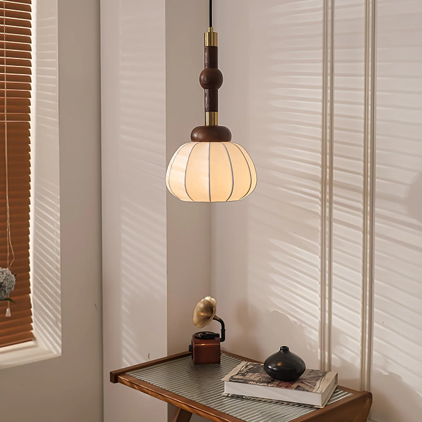 Solari Silk & Wood Scandinavian Pendant Lamp - Image 24