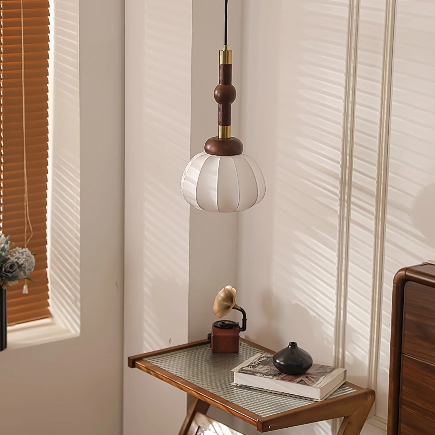 Solari Silk & Wood Scandinavian Pendant Lamp - Image 26