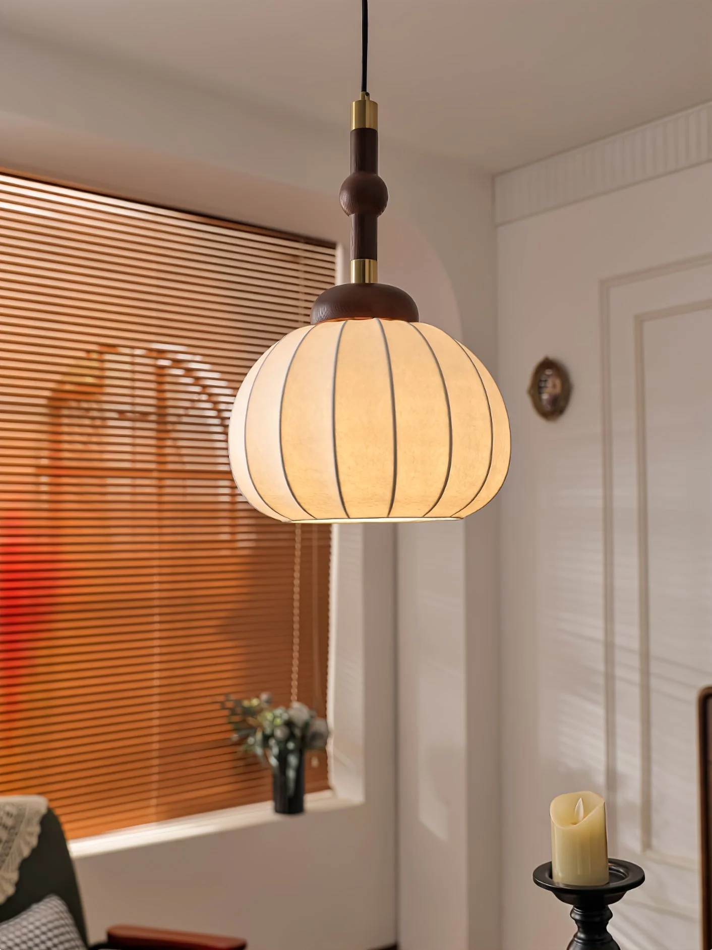 Solari Silk & Wood Scandinavian Pendant Lamp - Image 28