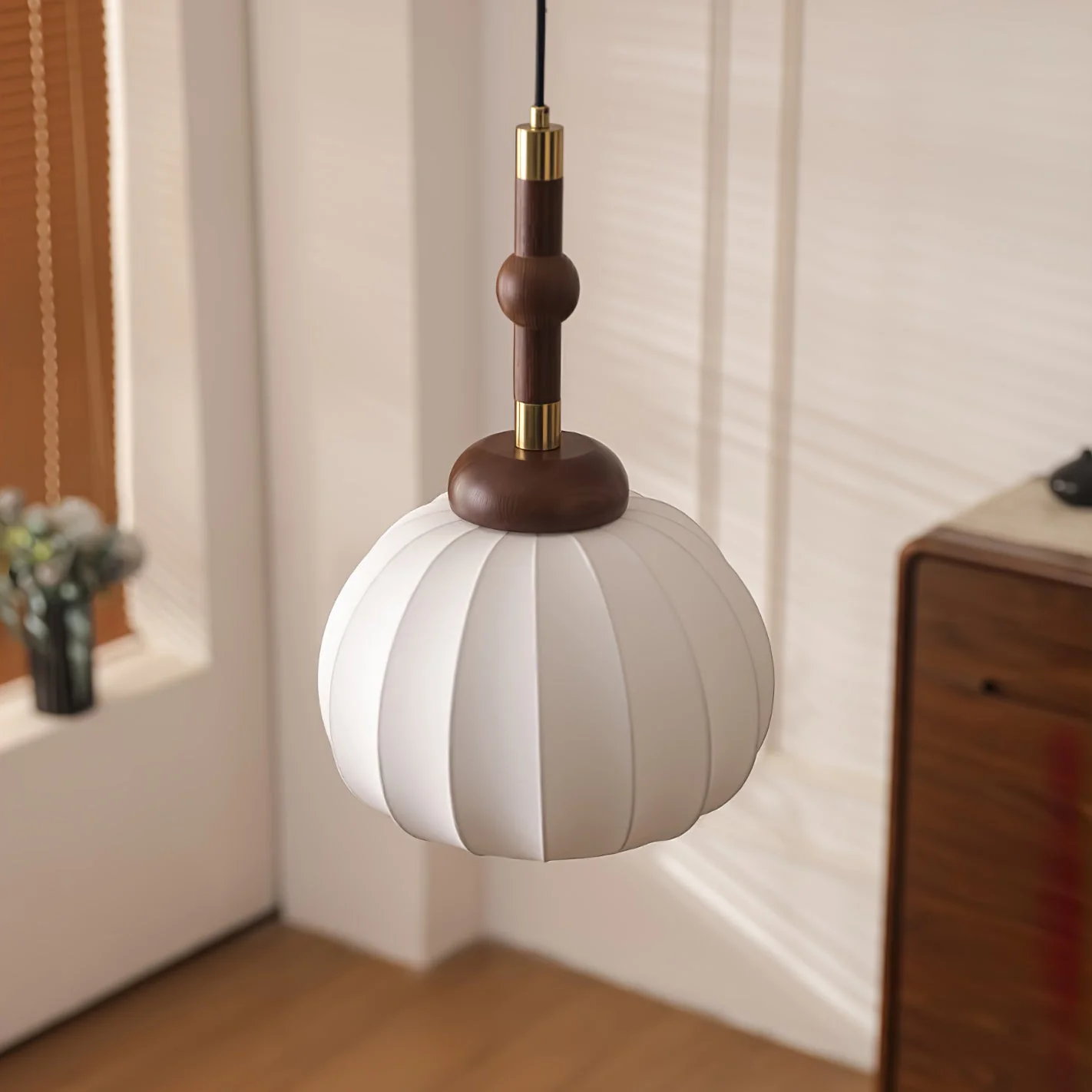 Solari Silk & Wood Scandinavian Pendant Lamp - Image 31