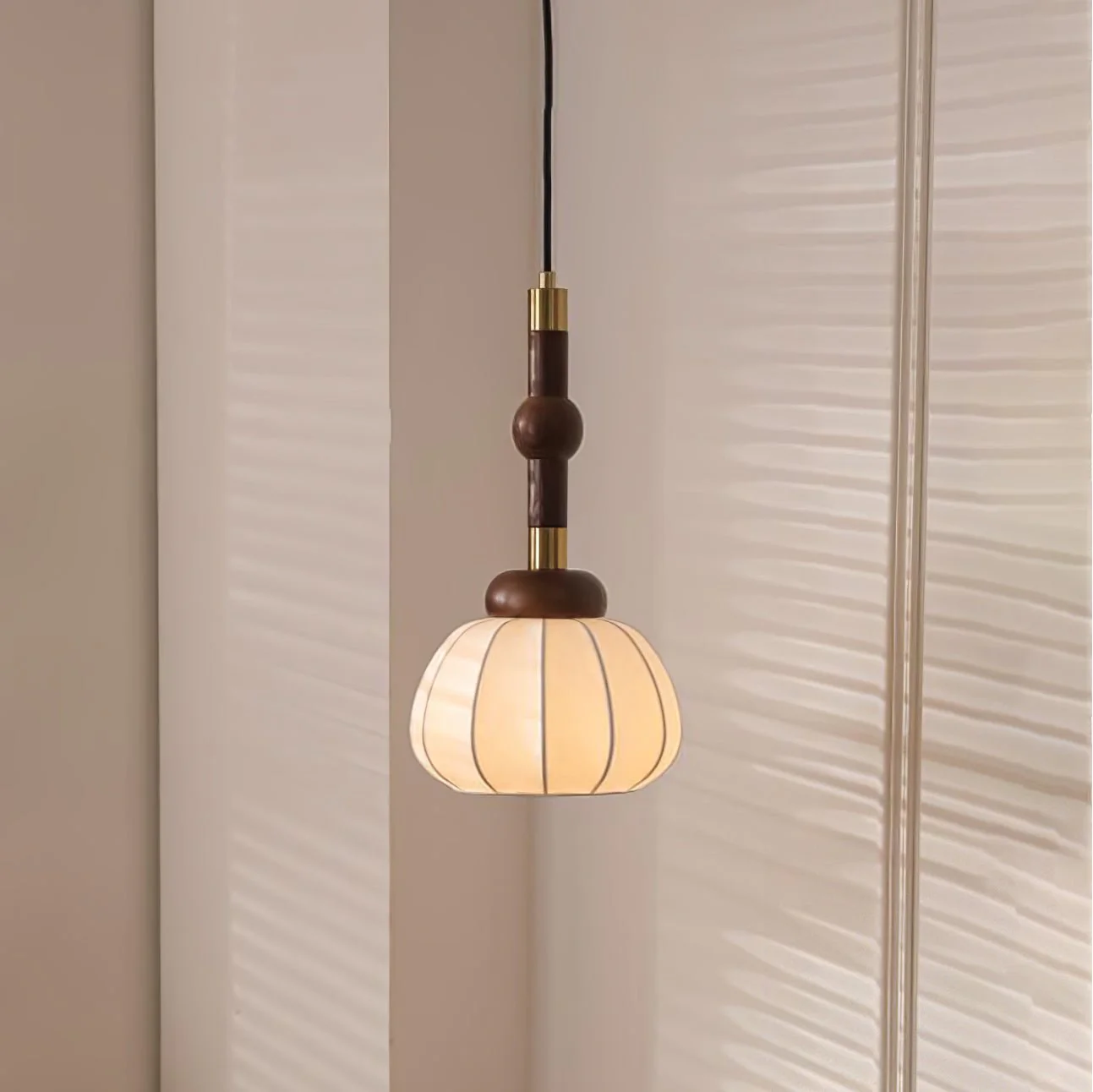 Solari Silk & Wood Scandinavian Pendant Lamp - Image 6