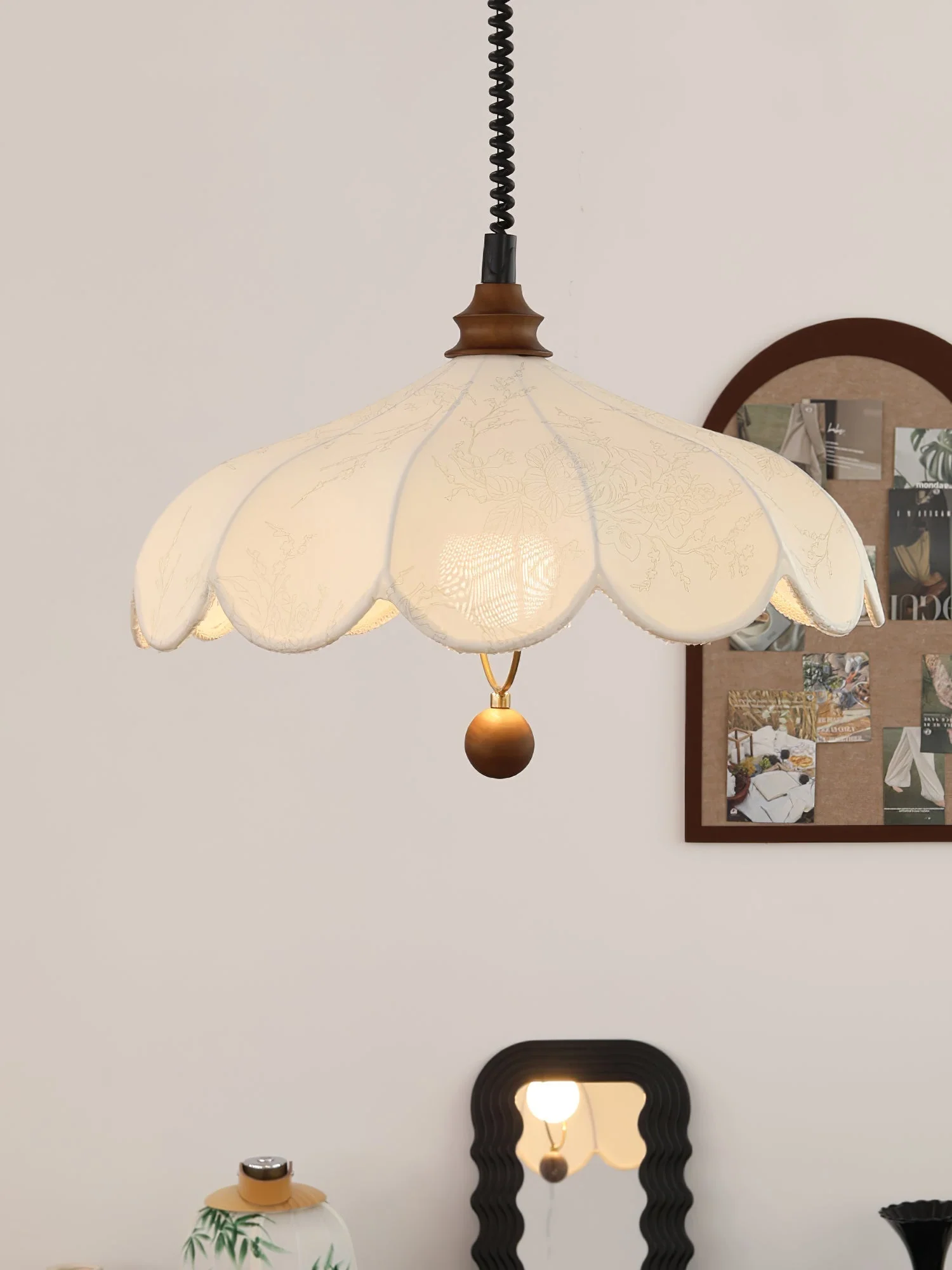 Solarn Fabric & Wood Pendant Lamp - Image 14