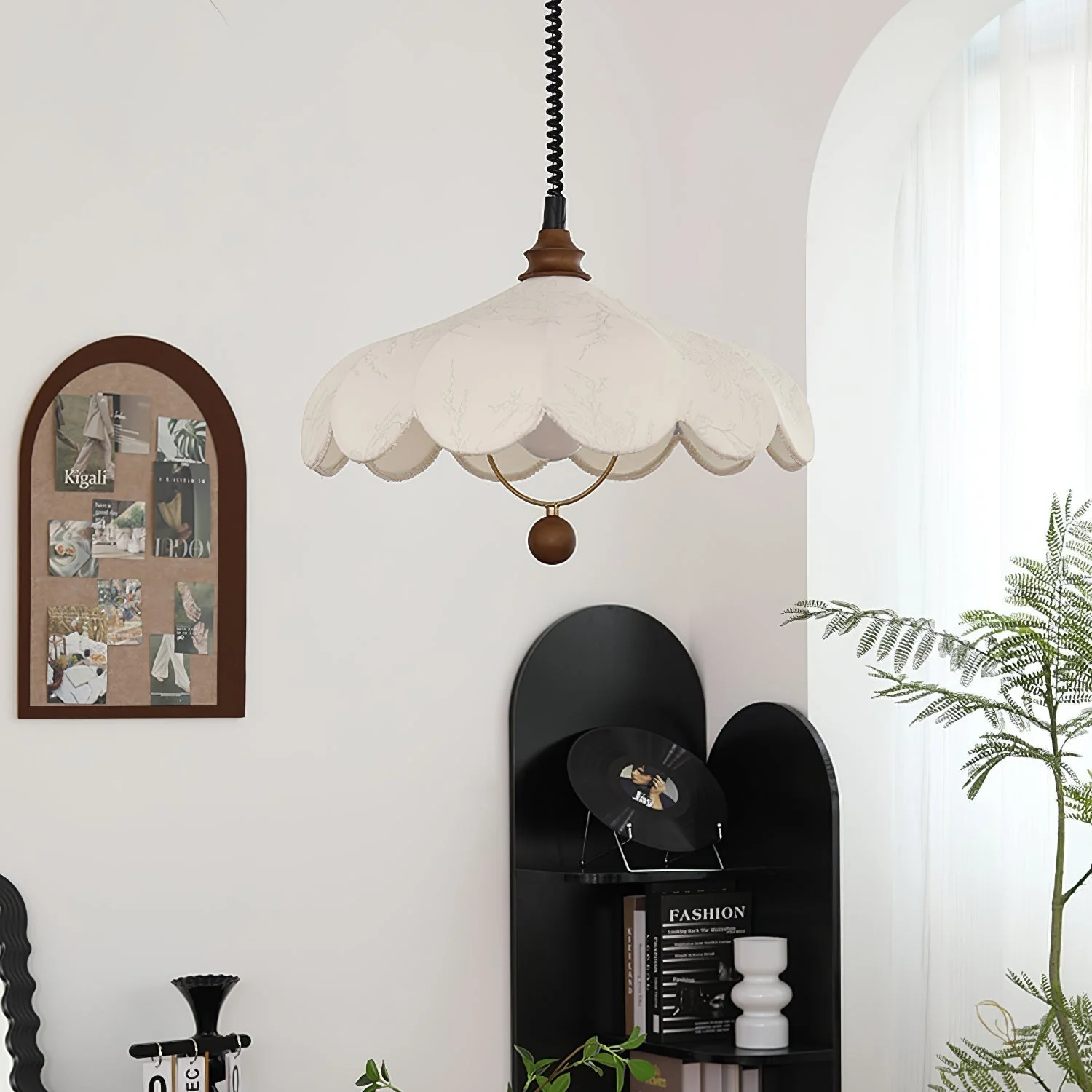 Solarn Fabric & Wood Pendant Lamp - Image 6