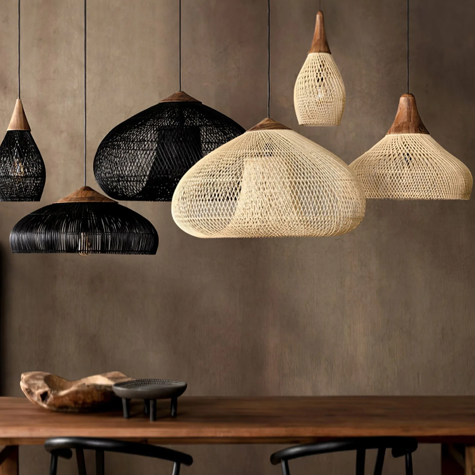 Solavn Rattan Wood Pendant Lamp - Image 36