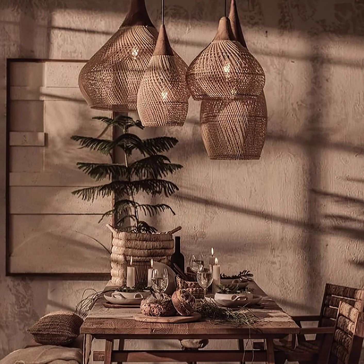 Solavn Rattan Wood Pendant Lamp - Image 43