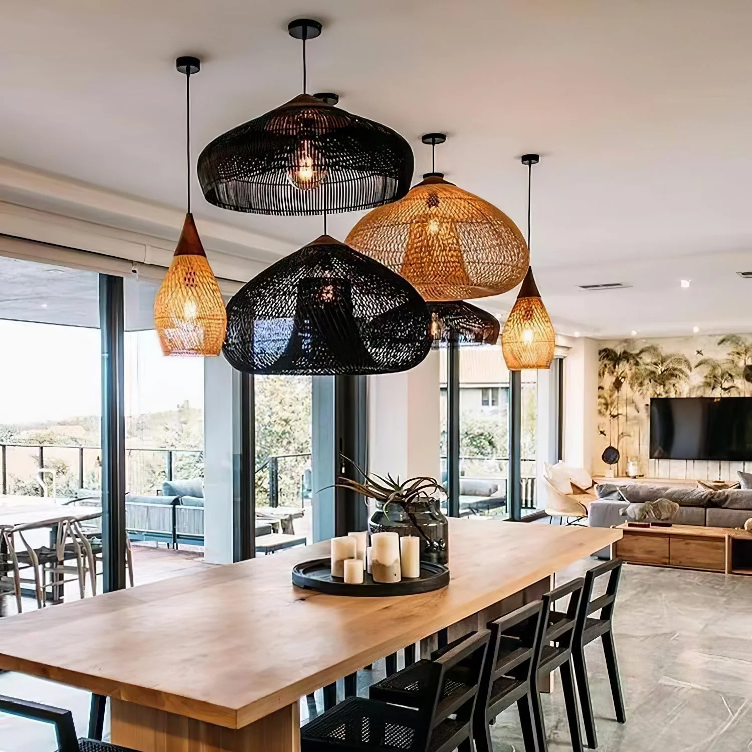Solavn Rattan Wood Pendant Lamp - Image 44