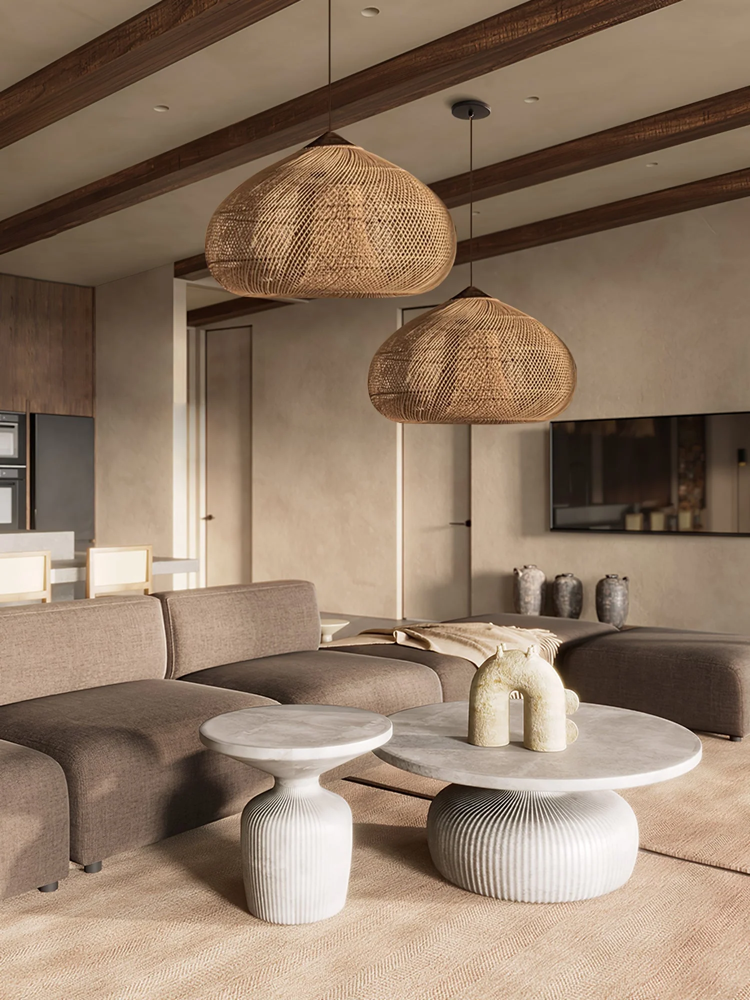 Solavn Rattan Wood Pendant Lamp - Image 61