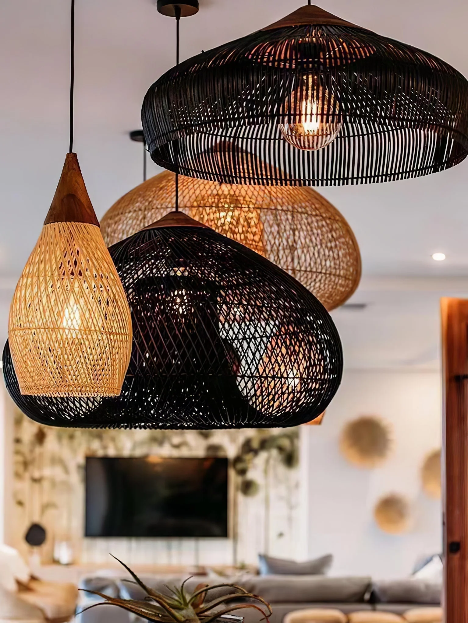 Solavn Rattan Wood Pendant Lamp - Image 67