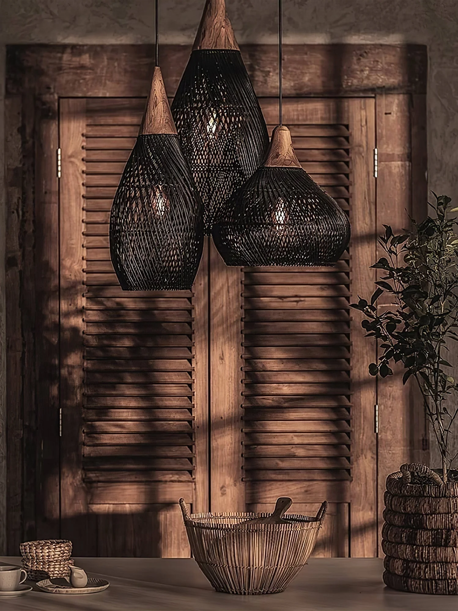 Solavn Rattan Wood Pendant Lamp - Image 88