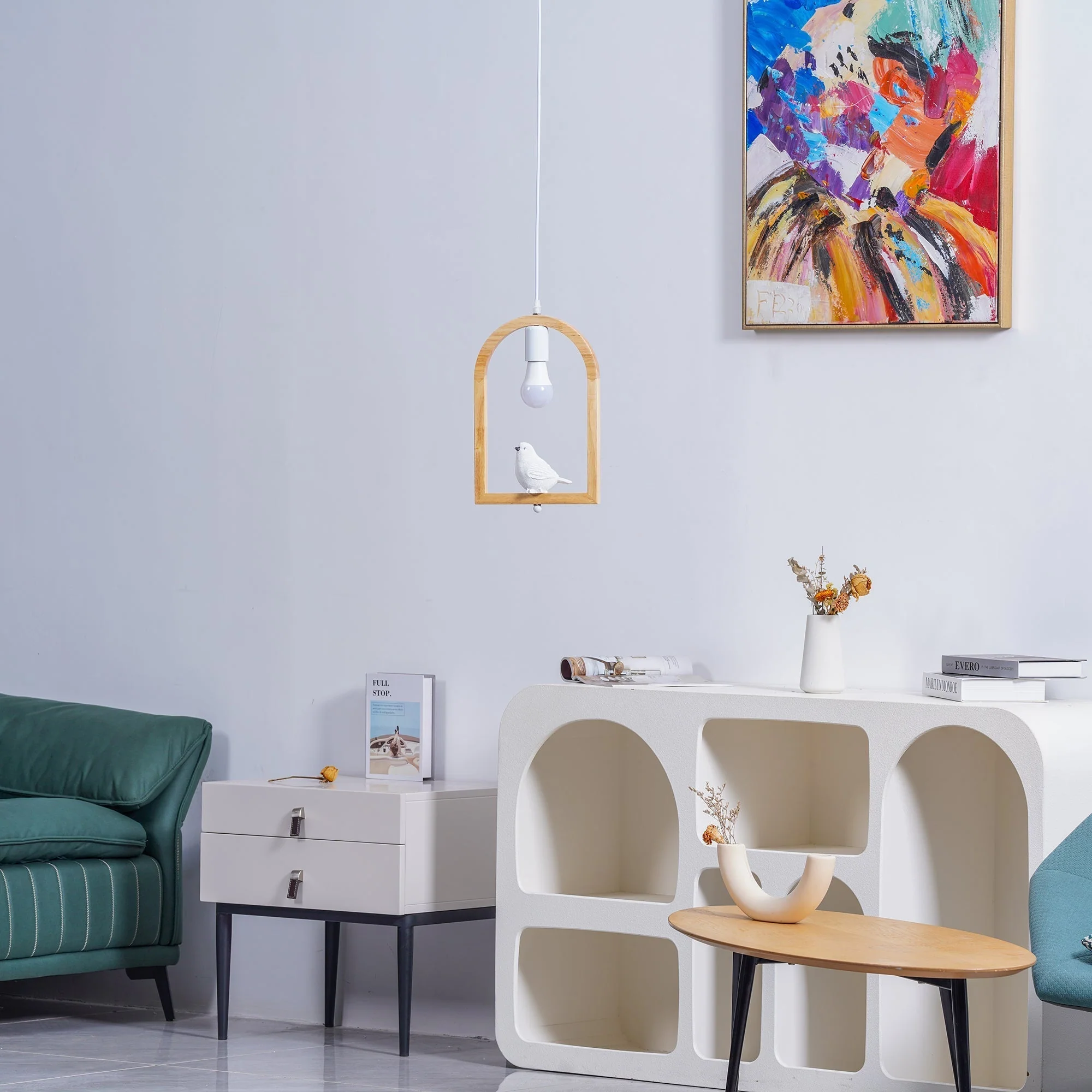 Solece Wood Resin Pendant Light - Image 21