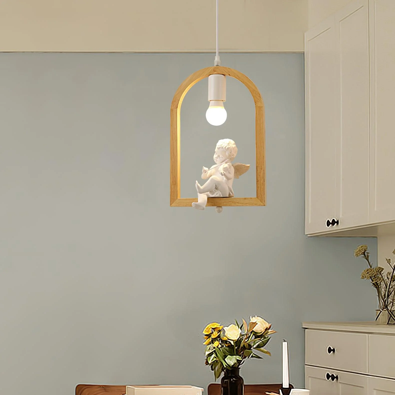 Solece Wood Resin Pendant Light - Image 26