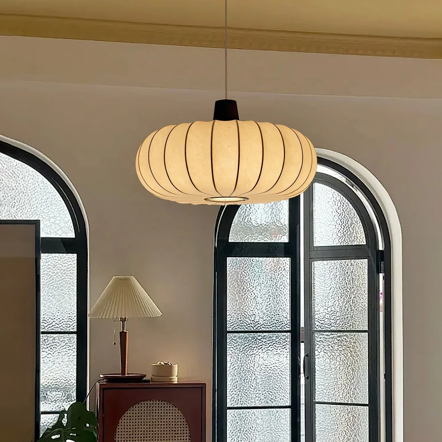 Solice Silk Wood Retro Pendant Light - Image 4