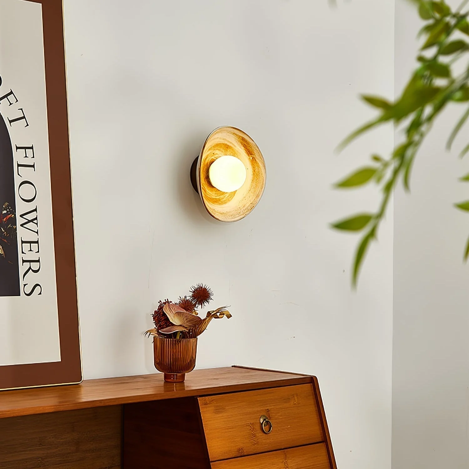 Solune Modern Minimalist Glass Wood Wall Light - Image 15