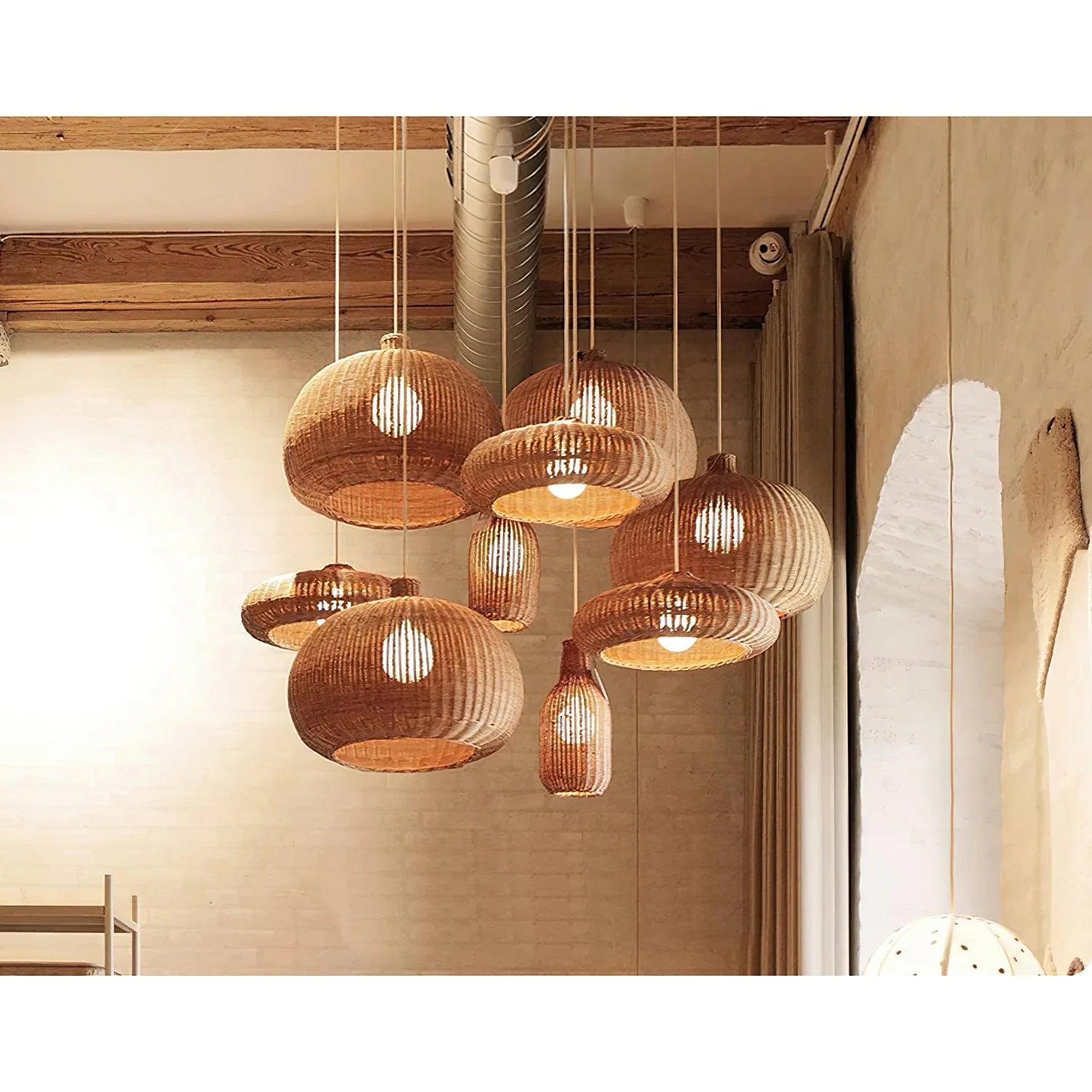 Solvice Vintage Rattan Pendant Lamp - Image 8