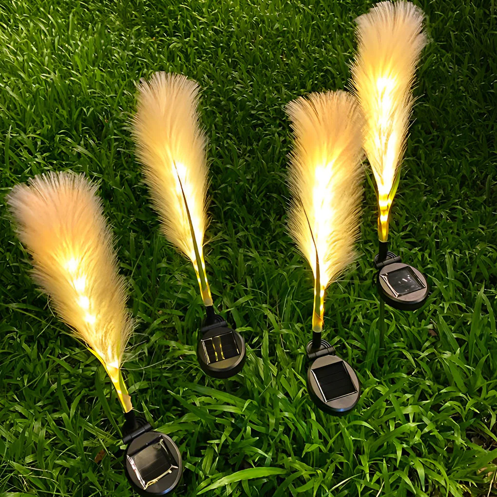 Sorrul Hairy Reed LED Solar Steel Outdoor Lawn Lamps - Image 4