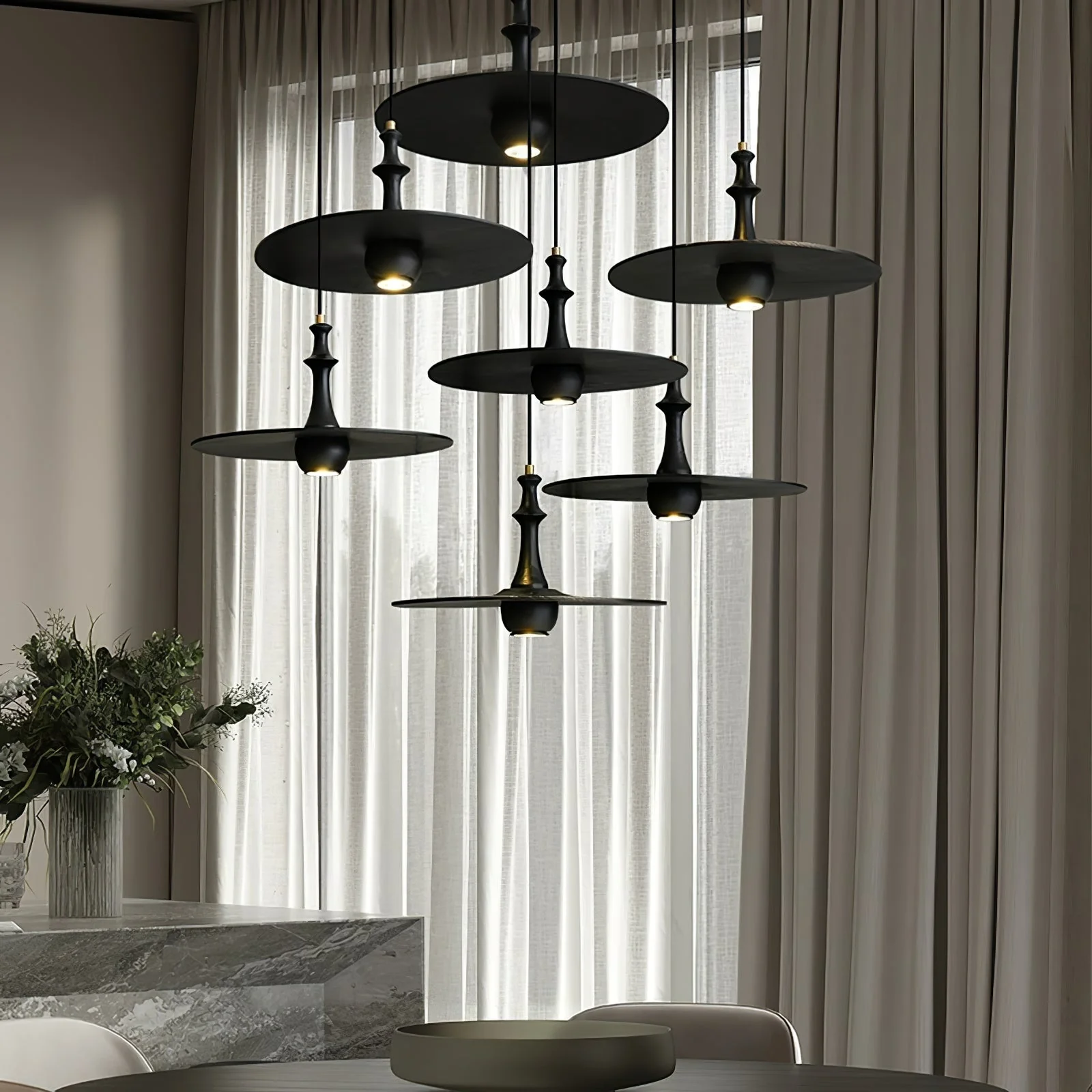 Spindle Wooden Spin Pendant Light - Image 16