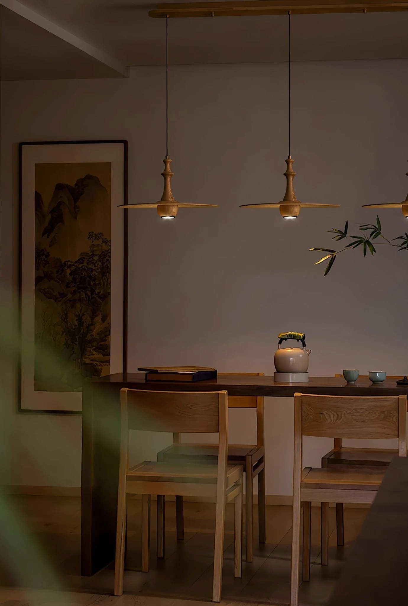 Spindle Wooden Spin Pendant Light - Image 2