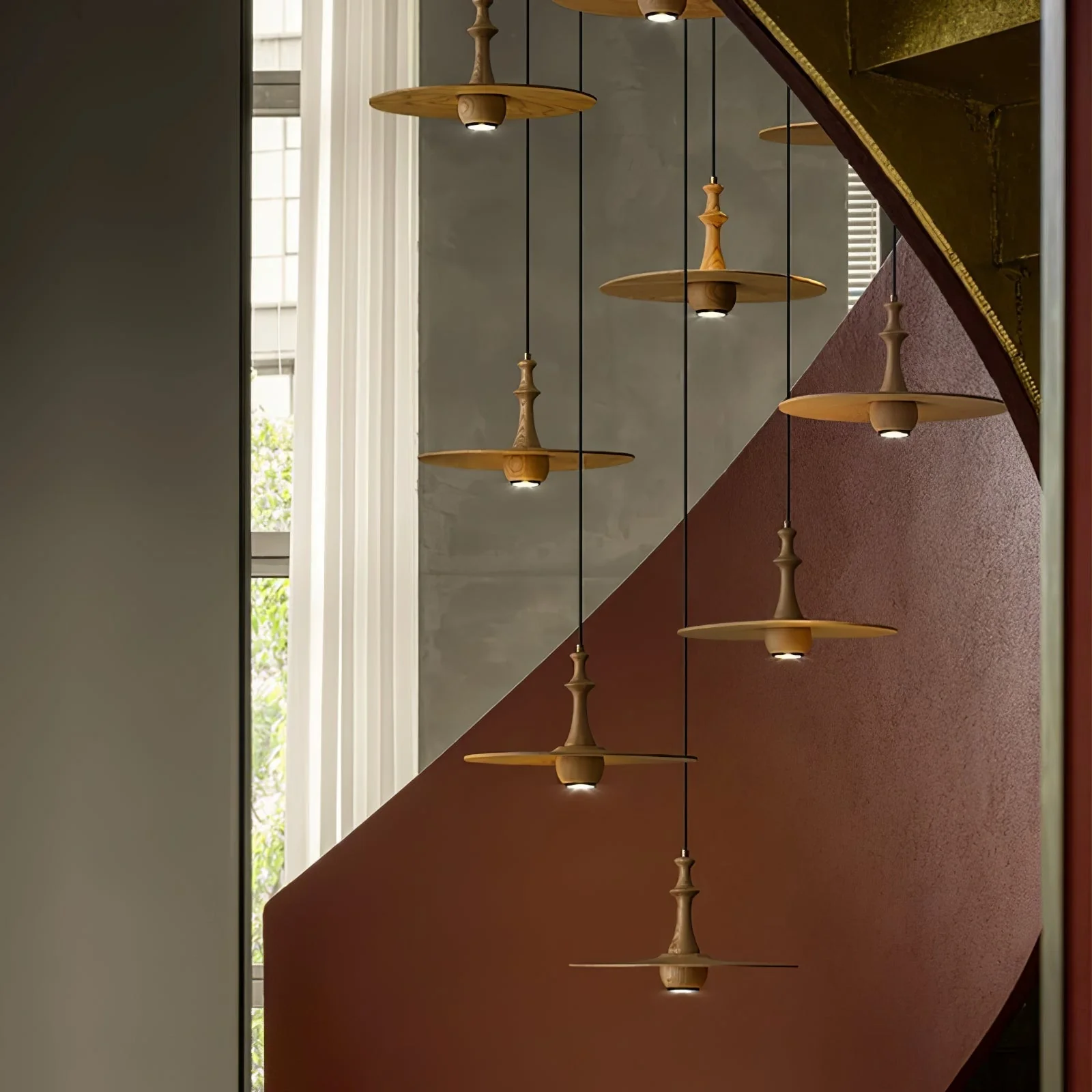 Spindle Wooden Spin Pendant Light - Image 22