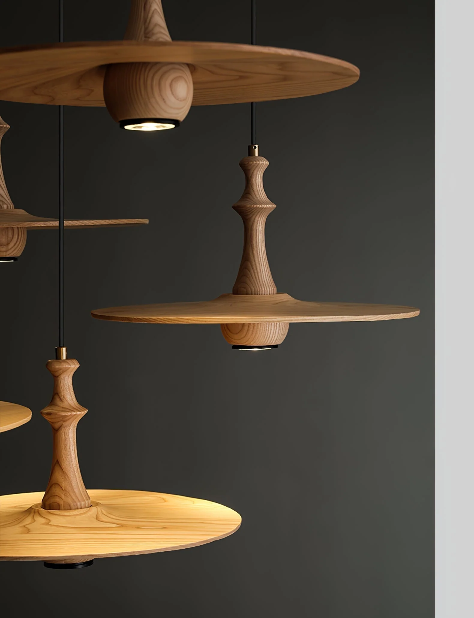 Spindle Wooden Spin Pendant Light - Image 23