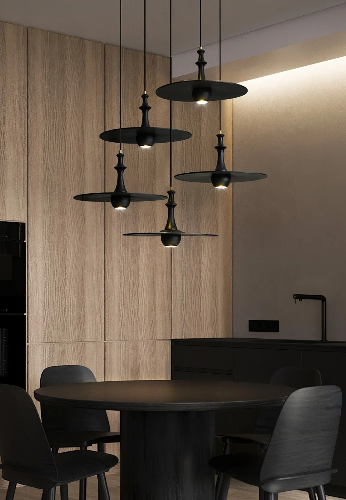 Spindle Wooden Spin Pendant Light - Image 25